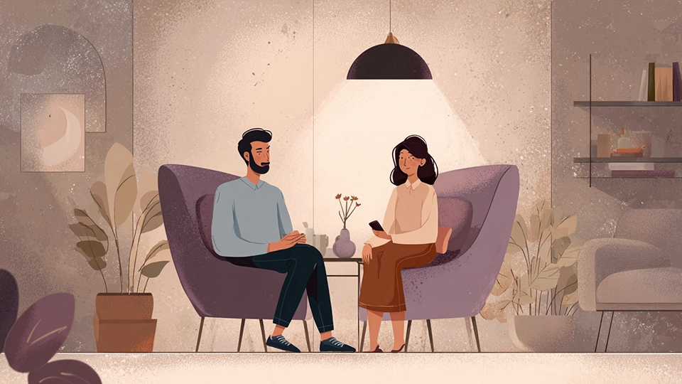 Sakin ve güvenli bir ortamda online sohbet eden yetişkinler